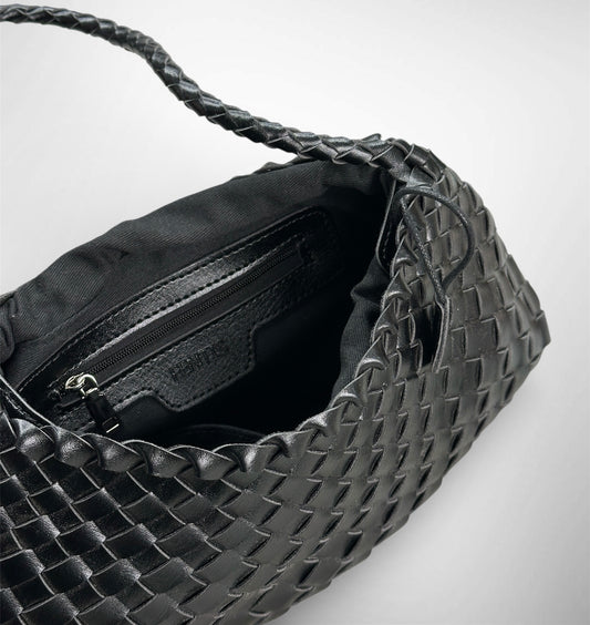 Плетена чанта Roxie - Черно