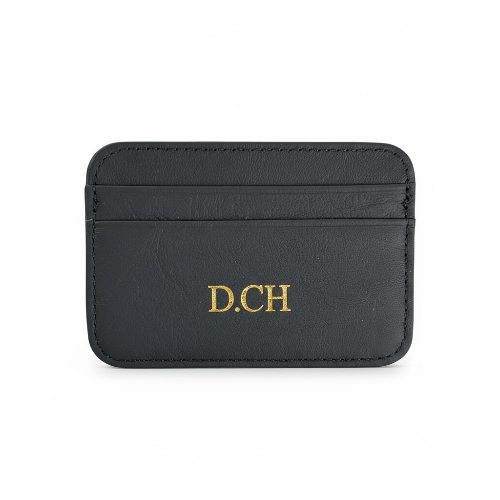 Картодържател black-естествена кожа