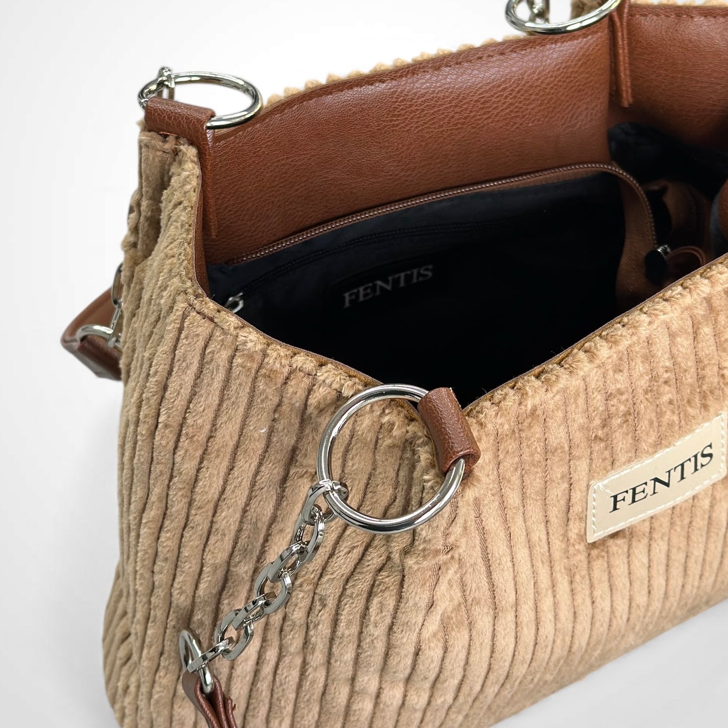 Чанта Ava-кафяво кадифе